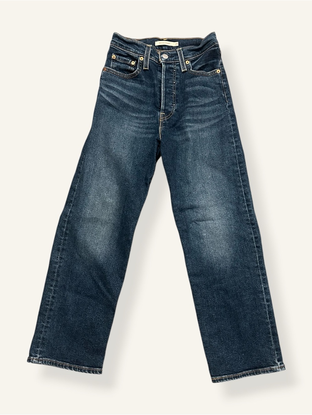 levi’s ribcage straight stretch dark wash denim